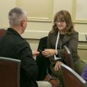 Networking in the main conference hall